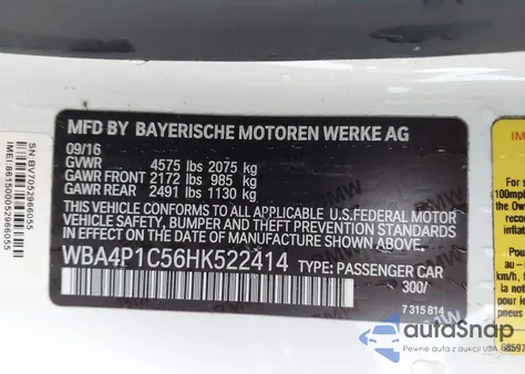 2017 BMW 440I z USA, uszkodzony, nr VIN WBA4P1C56HK522414